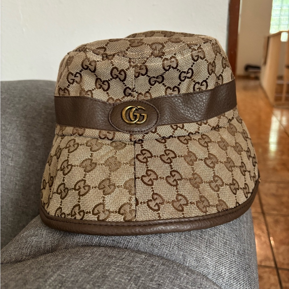 Gucci Beige and Brown GG Bucket Hat